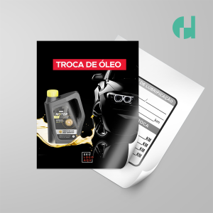 Adesivo Troca de Óleo 6x6cm Eletrostático 6x6cm 5x1 - com Branco ou 5x5 - com Branco  Rolo Meio-Corte Retangular 