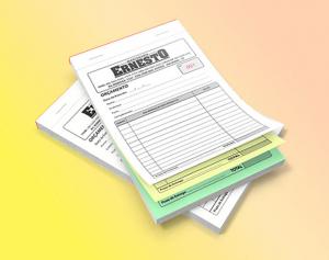 Talão Numerado Autocopiativo 21x30 cm Papel Autocopiativo 53g 21x30 cm    Bloco com 100 folhas (2 vias) ou 150 folhas (3 vias)