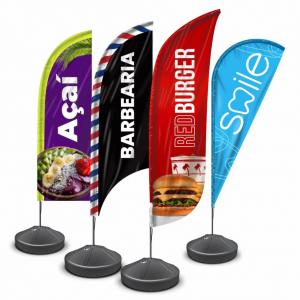 Wind Banner Completo  - ARTE GRÁTIS ! tecido Microfibra c/ Blackout 3 metros Todo Colorido Impresso frente e Verso   